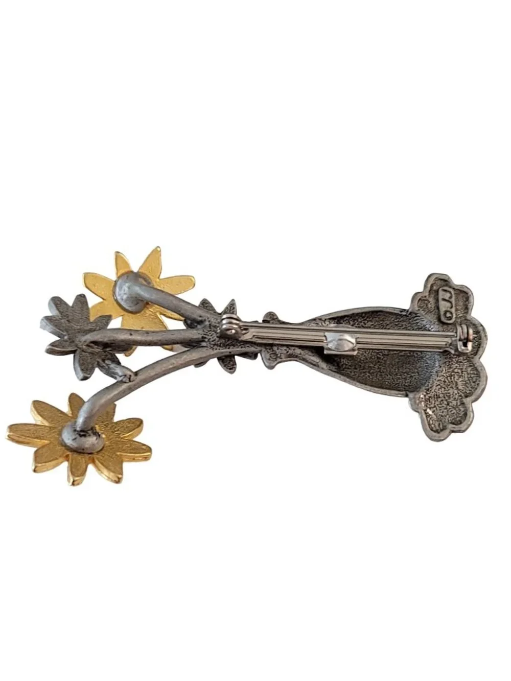 JJ Jonette Gold And Silver Tone Flower, Vase Brooch, Signed M604